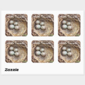 Little Treasures Bird Nest Eggs Foto Vierkante Sticker (Vel)