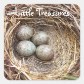 Little Treasures Bird Nest Eggs Foto Vierkante Sticker (Voorkant)