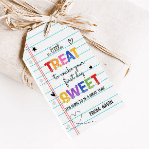 Little Treat to Make First Day Sweet Favoriet Tags Cadeaulabel