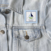 Little Trendy Sailboat (Green/Blue) Nametag Button (In situ)