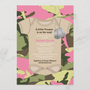 Little Trooper Army Militair Girl Camo Baby shower Kaart