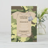 Little Trooper Army of Milous Camo Baby shower Kaart (Staand voorkant)
