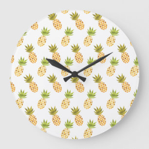 Little Tropical Waterverf Pineapple Pattern Grote Klok