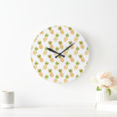 Little Tropical Waterverf Pineapple Pattern Grote Klok (Huis)
