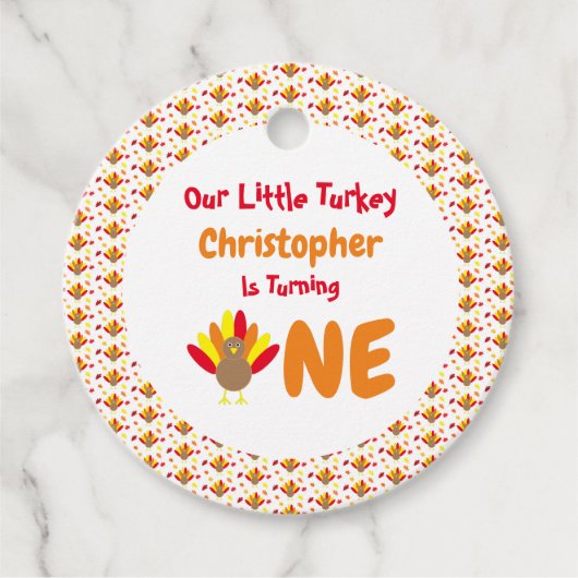 Little Turkey 1st Birthday Bedankjes Labels (Voorkant)