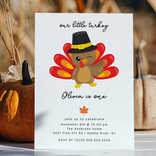 Little Turkey 1st Birthday Invitation Kaart