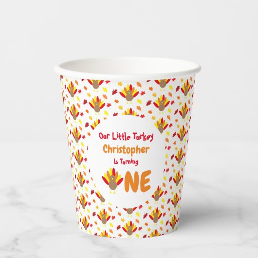 Little Turkey 1st Birthday Papieren Bekers (Voorkant)