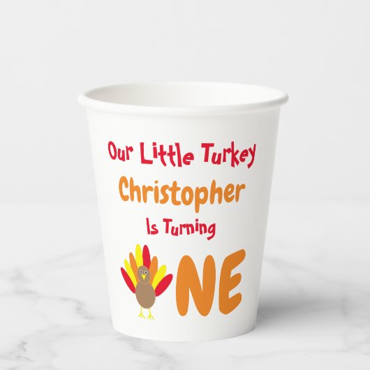 Little Turkey 1st Birthday Papieren Bekers (Voorkant)