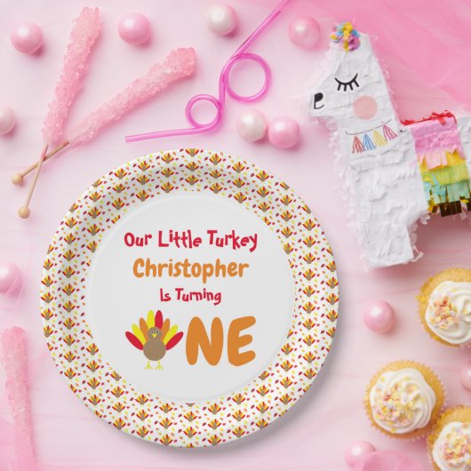 Little Turkey 1st Birthday Papieren Bordje (Feest)