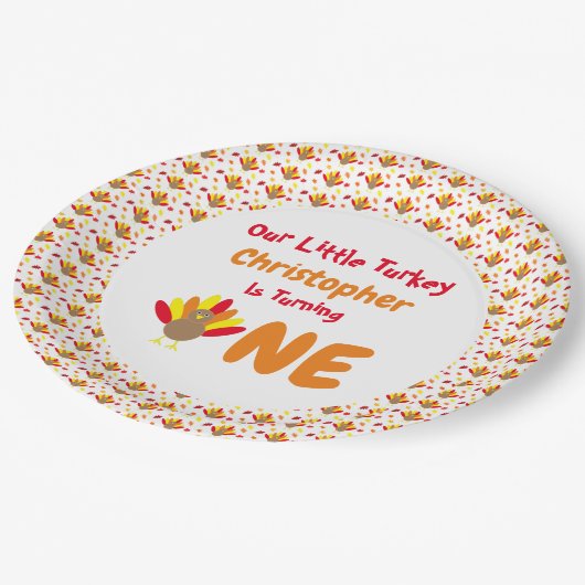 Little Turkey 1st Birthday Papieren Bordje (Gekanteld)