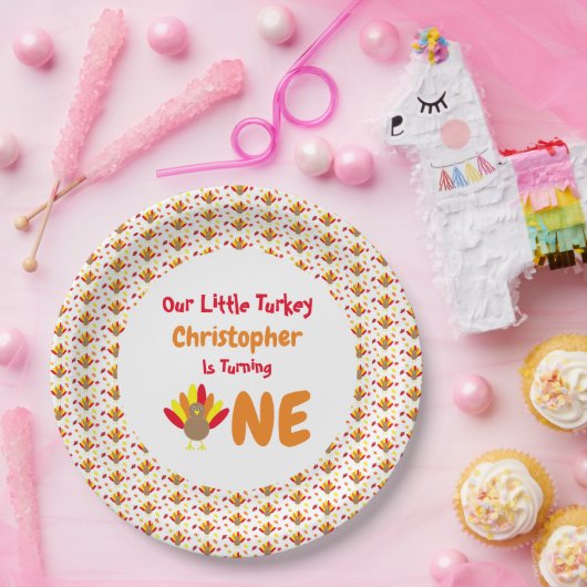 Little Turkey 1st Birthday Papieren Bordje (Feest)