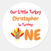 Little Turkey 1st Birthday Ronde Sticker (Voorkant)