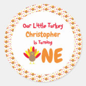 Little Turkey 1st Birthday Ronde Sticker (Voorkant)