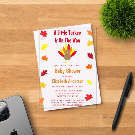 Little Turkey Baby Shower Acryl Uitnodigingen (Insitu (Uitnodiging))