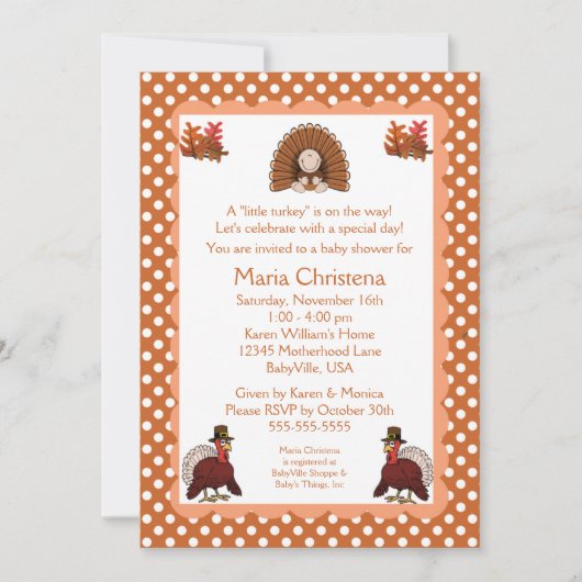 Little Turkey Baby shower Invitation Kaart (Voorkant)