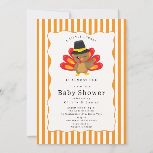 Little Turkey Baby shower Kaart (Voorkant)