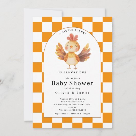 Little Turkey Baby shower Kaart (Voorkant)