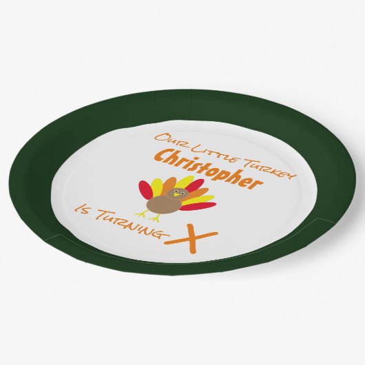 Little Turkey Birthday Papieren Bordje (Gekanteld)