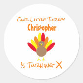 Little Turkey Birthday Ronde Sticker (Voorkant)