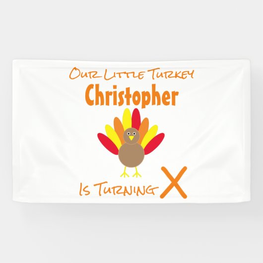 Little Turkey Birthday Spandoek (Horizontaal)