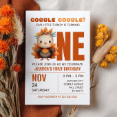 Little Turkey Gobble Thanksgiving 1st Birthday Kaart