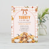 Little Turkey Herfst Autumn Pumpkin Baby shower Kaart (Staand voorkant)