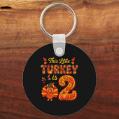 Little Turkey Is 2 Years 2nd Birthday Thanksgiving Sleutelhanger (Voorkant)