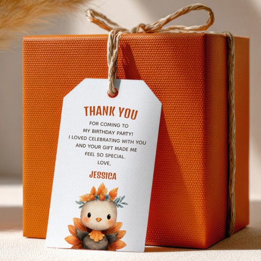 Little Turkey Thanksgiving 1st Birthday Thank You Cadeaulabel