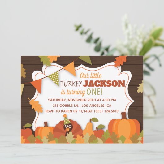 Little Turkey Verjaardagsfeestuitnodiging Kaart (Staand voorkant)