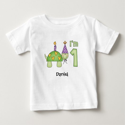 Little Turtle 1st Birthday Baby T-Shirt (Voorkant)