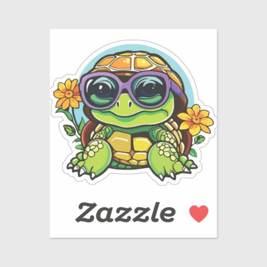 Little Turtle Sticker with Glasses - Smart Baby Tu (Vel)
