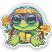 Little Turtle Sticker with Glasses - Smart Baby Tu (Voorkant)