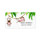 Little Twins Monkey Baby shower adres Label (Voorkant)