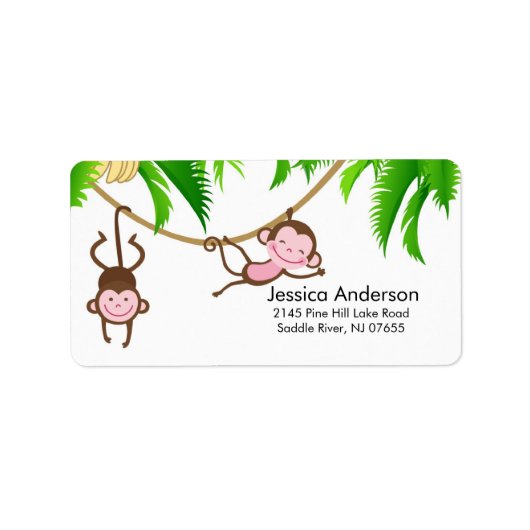 Little Twins Monkey Baby shower adres Label (Voorkant)