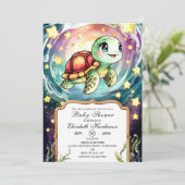 Little Under the Zee Turtle Baby shower Kaart (Staand voorkant)