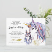 Little Unicorn Baby shower Invitation Kaart (Staand voorkant)