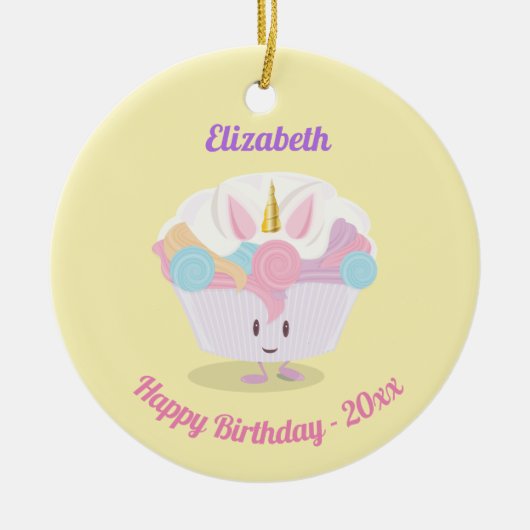 Little Unicorn Cupcake | Versiering Keramisch Ornament (Voorkant)