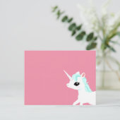Little Unicorn met blue mane briefkaart (Staand voorkant)