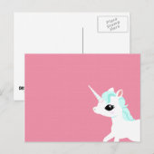 Little Unicorn met blue mane briefkaart (Voorkant / Achterkant)