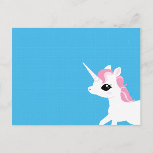 Little Unicorn met roze mannetje briefkaart