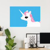 Little Unicorn met roze mannetje poster (Thuiskantoor)