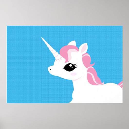 Little Unicorn met roze mannetje poster (Voorkant)