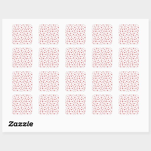 Little Valentine Hearts Square Stickers (Vel)