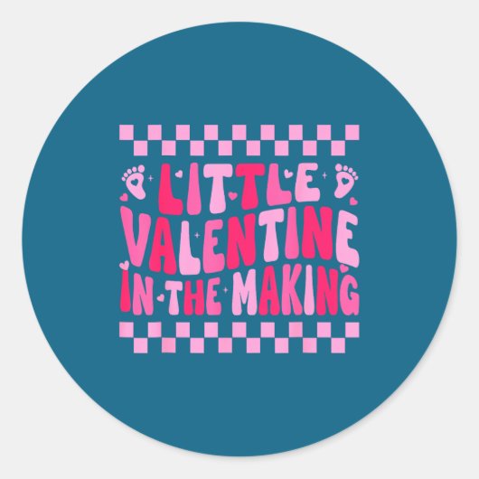 Little Valentine In The Making Valentines Day Preg Ronde Sticker (Voorkant)