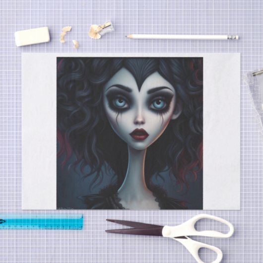 Little Vamp Gothic Meisje Decoupage Papier (Craft)