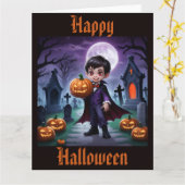 Little Vampire Halloween Kaart (Gele Bloem)
