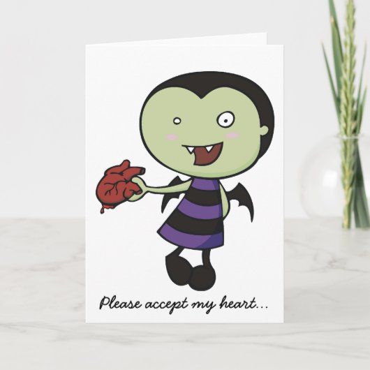 Little Vampire Heart Feestdagen Kaart (Voorkant)