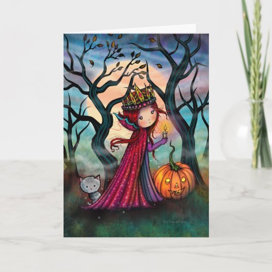 Little Vampire met grijze Tabby Cat Art Kaart (Voorkant)