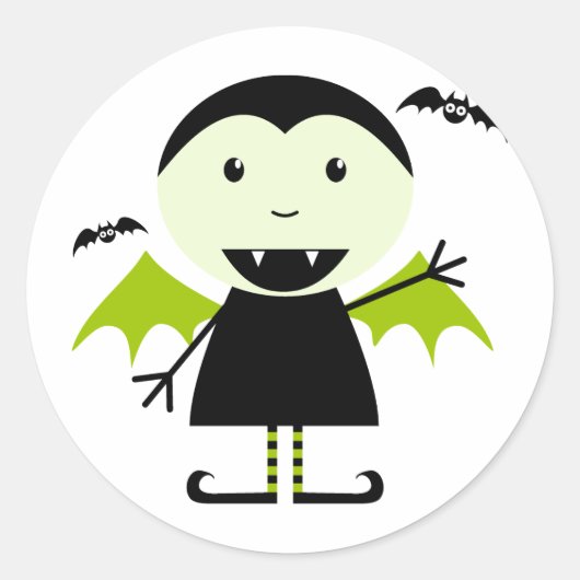 Little Vampire Ronde Sticker (Voorkant)
