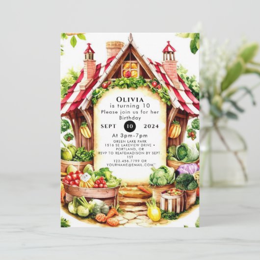 Little Veggies Boeren Markt Verjaardag Kaart (Staand voorkant)